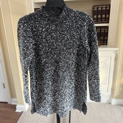 J. Jill Pure Jill mock neck sweater in a black and white speckled ombre knit