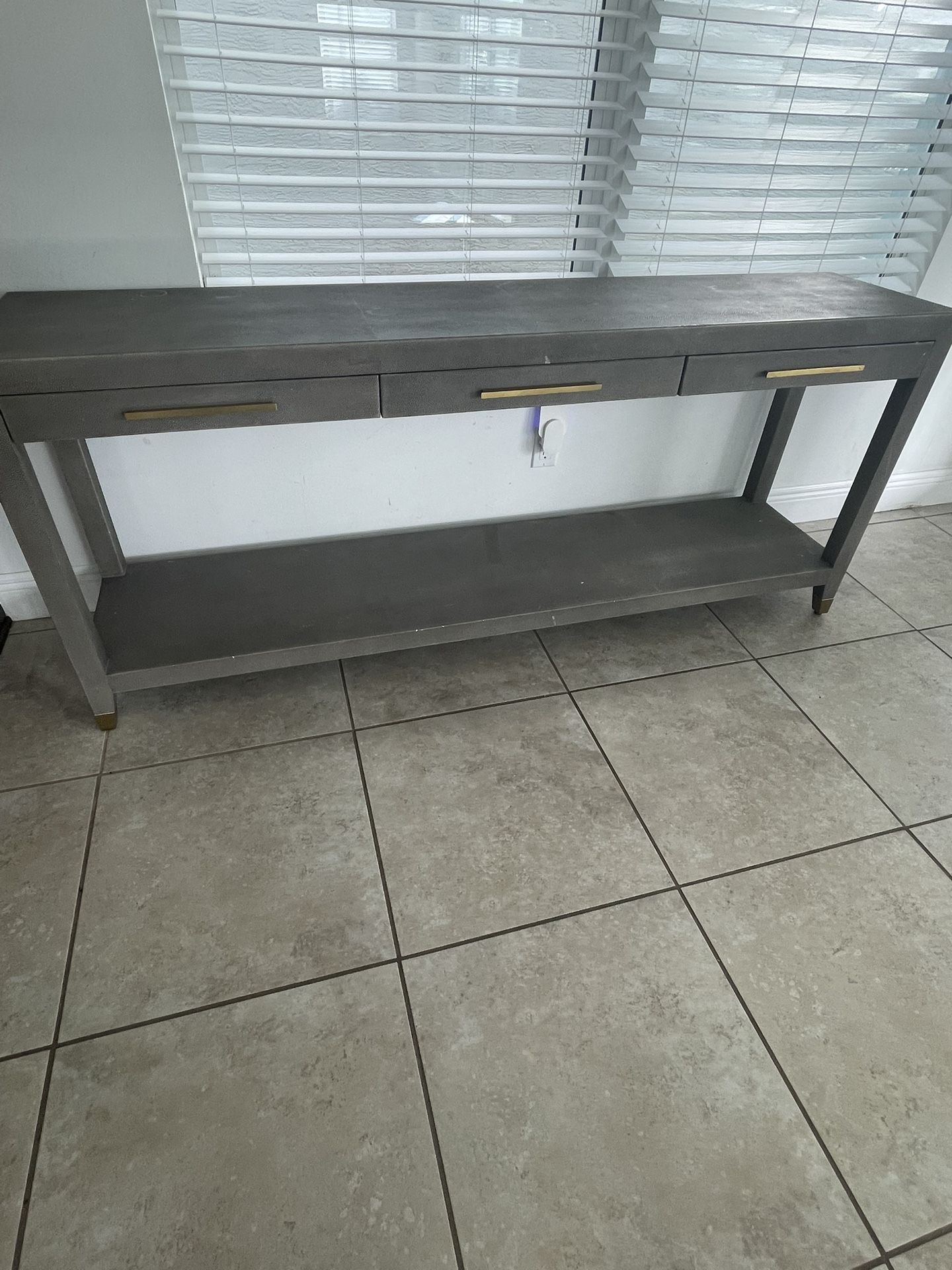 Restoration Hardware Graydon Shagreen Console sideboard sofa table. Palm Beach Gardens