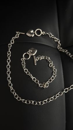 Stainless  steel heart bracelet/necklace set