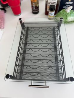 Metal Mesh Coffee Rack with Glass Top