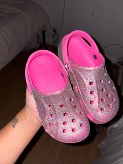 Sparkly pink crocs