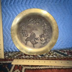 Vintage Korean Brass With Relief Work Of Musicians 