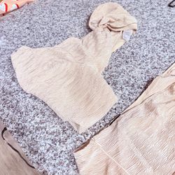 Champagne croptop and skirt