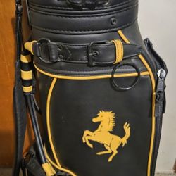 Black & Yellow LEATHER FERRARI GOLF BAG 