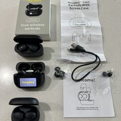 Set of 2 HeyDay True Wireless Earbuds and One JLab Earbuds- All Blacks.