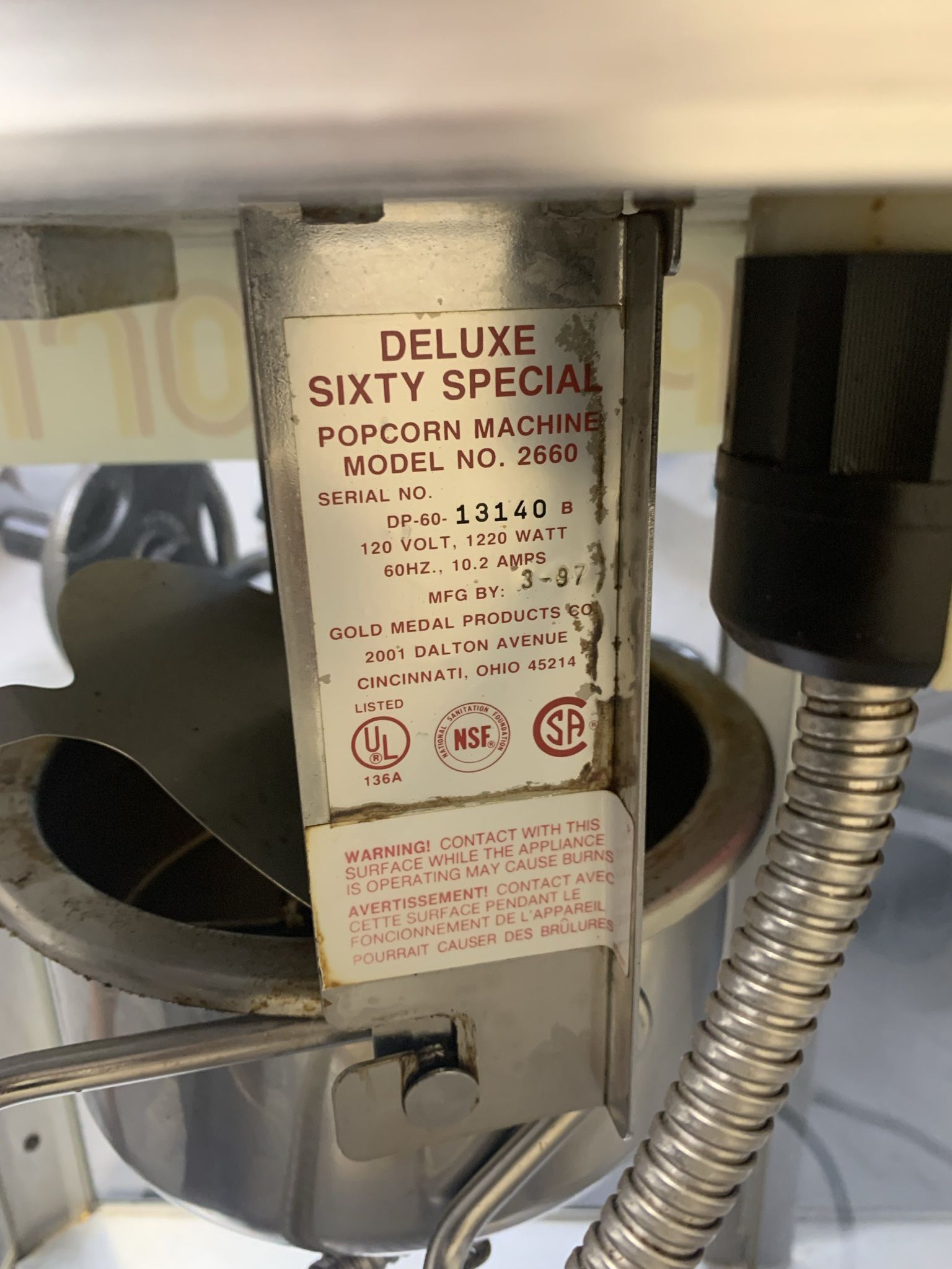 Gold Medal Deluxe Sixty Special 2660 Popcorn Machine for Sale in