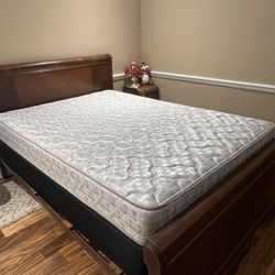 Antique Bed Frame With Mattress / Box Spring & Night Stand 