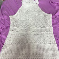 Womens White Lace Dress Size M