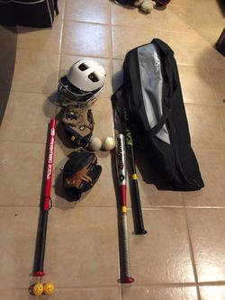 Little League Baseball Lot Equipment - glove bat bag