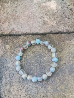 Frosted Halo Agate & Sea Sediment Precious Gem Bracelet