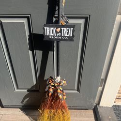 Halloween Trick or Treat Decorative Broom Decor 