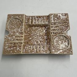 Vintage Mid Century Ceramic Ashtray MCM Atomic Splatter Glaze Catchall