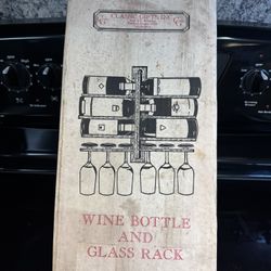 Oak Wall Mount Wine Bottle & Glass Rack