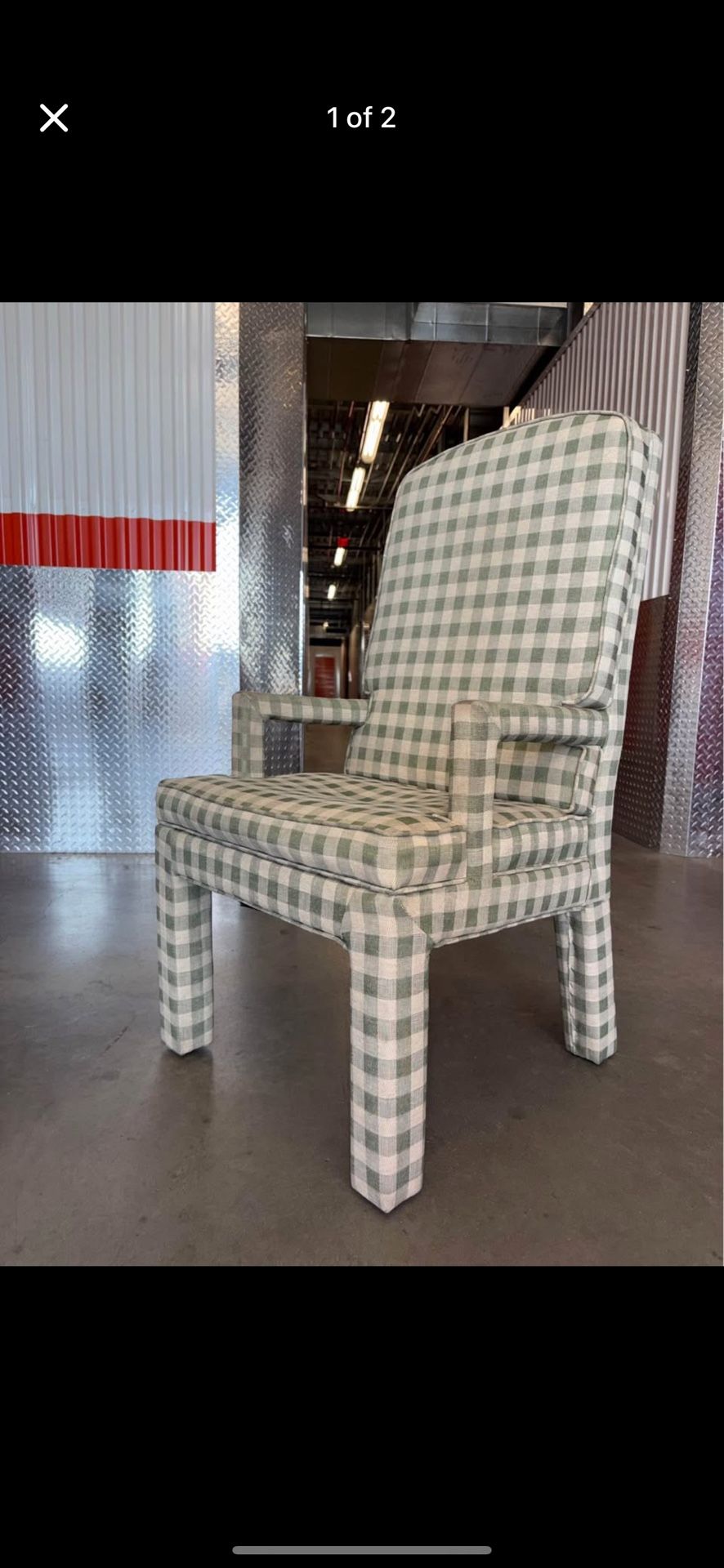 Antique Plaid Chair Green