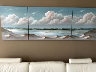 Triplet original oil paintings on canvass $500 Rt. And Lt. ends: H30"x W24" Middle H30"x W40 All together: 30'x 104"