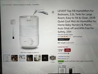 Brand New Levoit Top Fill Humidifier, Opened Box And Tested Once