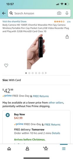 Body Camera HD 1080P, Ehomful Wearable Mini Spy Camera Wireless,Portable Pen Cop Pocket Cam,USB Video Recorder Plug and Play,with 32GB MicroSD Card Cl