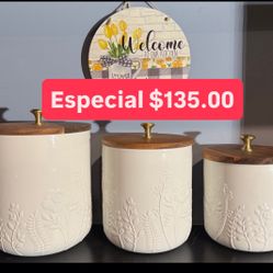 Botes Para Organizar Chiles Azúcares Harinas Ceriales $135.00 Especial Línea Wildflowers Princess House Ventas Finales 