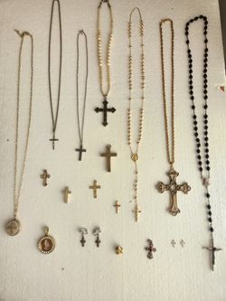 Lot Of VINTAGE CROSS JEWELRY/ ROSARIES