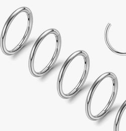 Nose Rings Hoops 14G-12mm Hinged CZ Conch Piercing Jewelry 316L Surgical Steel Septum & Lip Rings