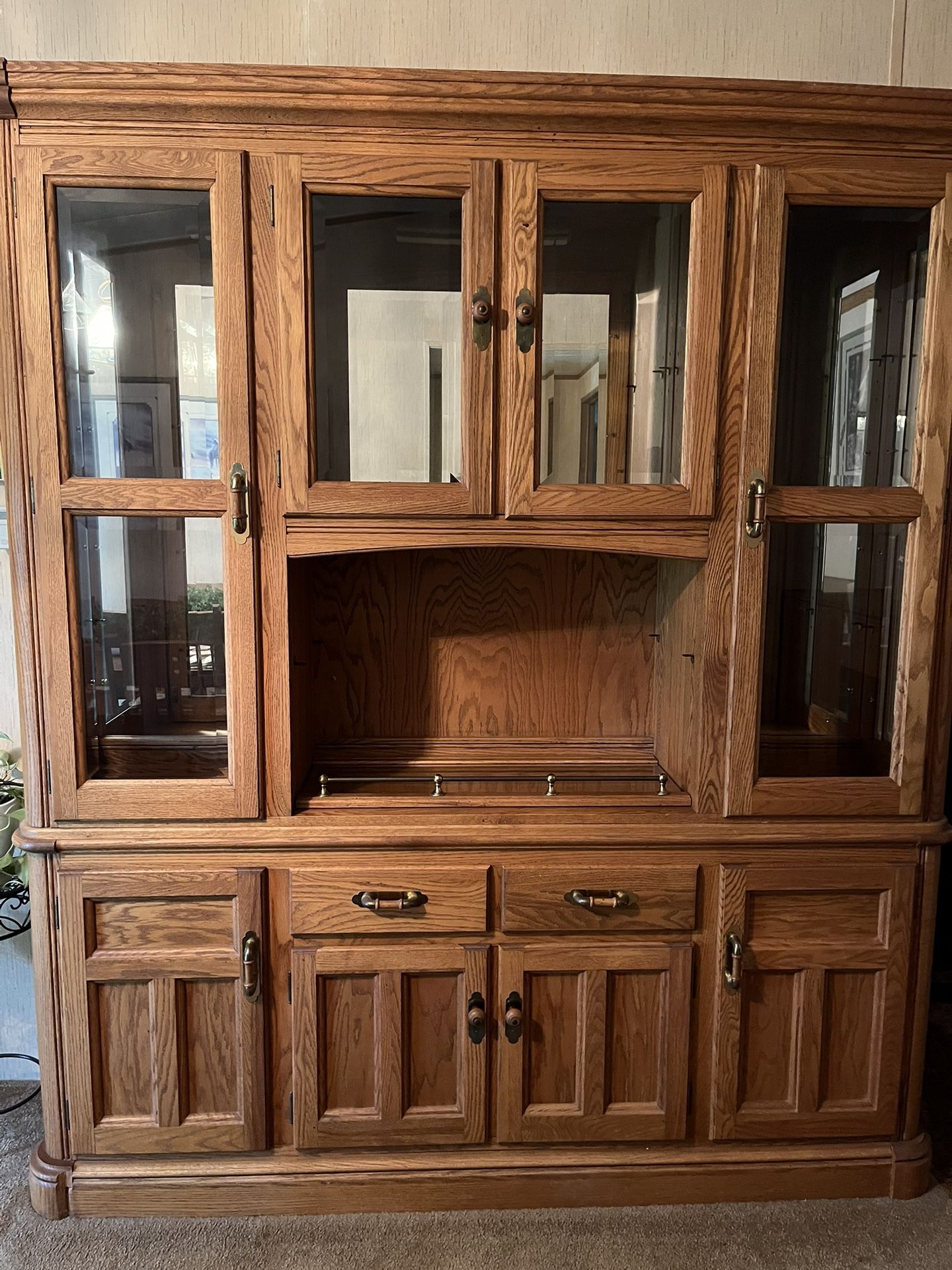 Large  Solid Oak China Cabinet