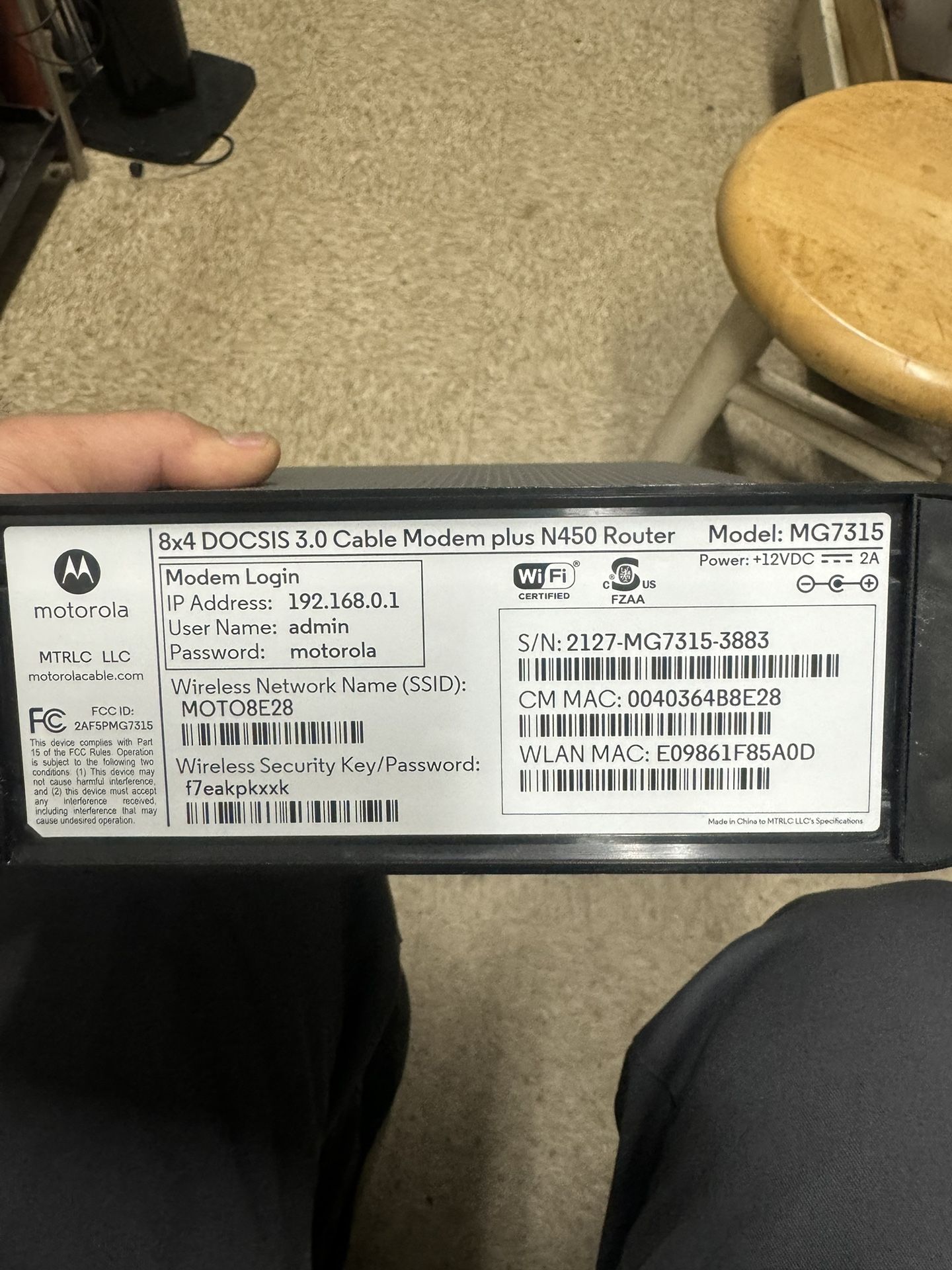 Motorola N450 Xfinity cable modem