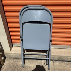 4 Blue Metal Folding Chairs 