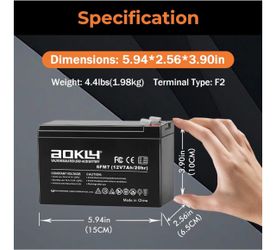 Aokly 12V 7Ah 6FM7 20Hrs Desktop UPS Lead Acid Battery Replacement, 1Pack