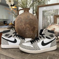  Air Jordan 1 Retro High OG 'White Cement' Size 9.5