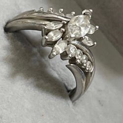 Sterling Silver Cluster CZ Ring 925 Sterling
