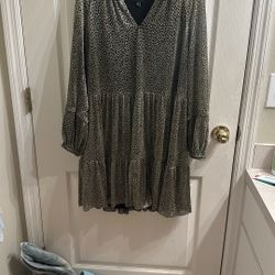 MSK Black & Gold Floral Long-Sleeved Dress