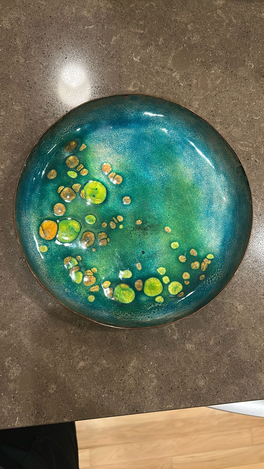 Mid Century Modern Abstract Enameled Copper Plate Frank Lee