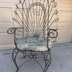 Vintage Wrought Iron Peacock Chair 