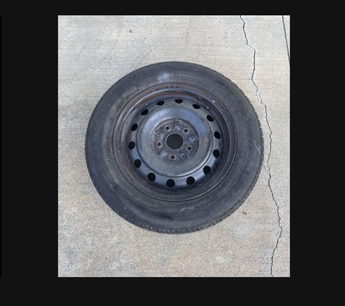 1 - 205/55r16 5x114.3 5x4.5 Stock Steely Rim Wheels Good 80% Tire Treads !!