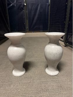 Pair of Solid White Marble Decorative Vases – Modern Home Décor
