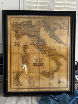 Large 1859 Map of Italy Framed