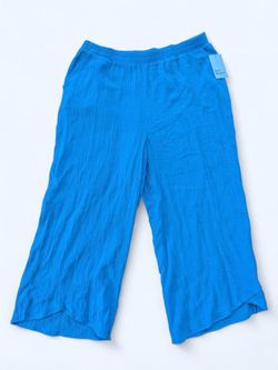 NWT Kim Rogers Gauze Pull-On Crop Pants XL Bright Blue