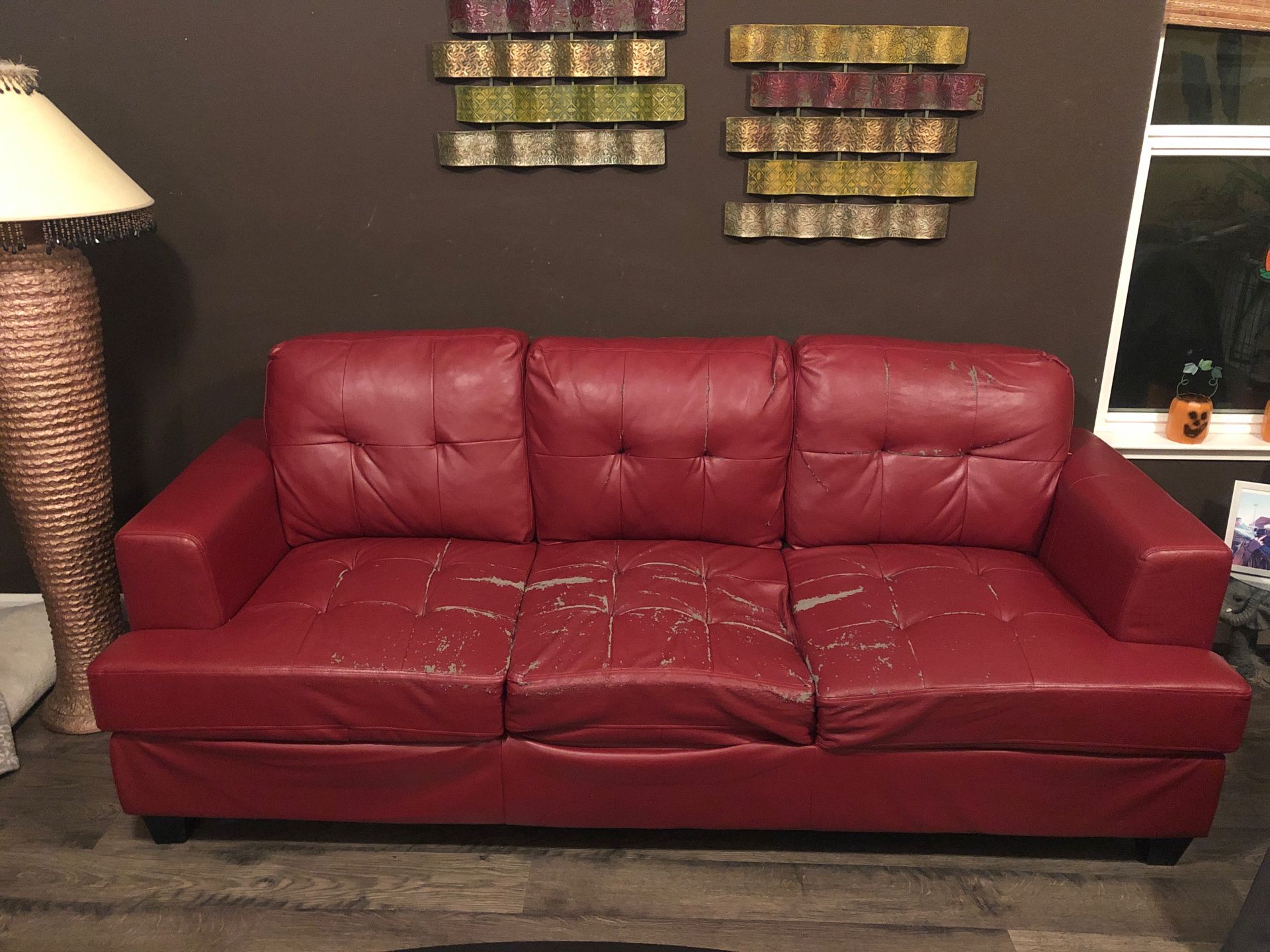 FREE red leather couch
