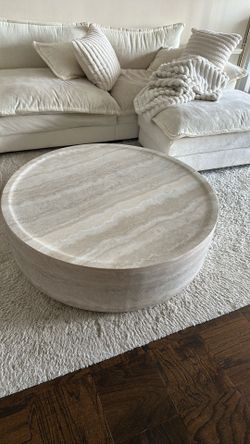 Vozelle Round Travertine Coffee Table | $299