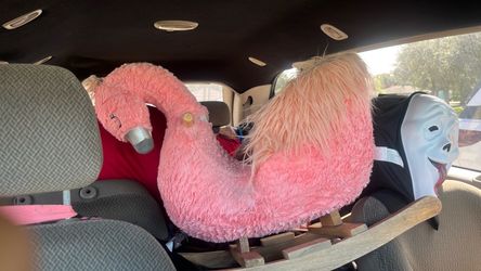Large Pink Flamingo Stuffed rocking chair