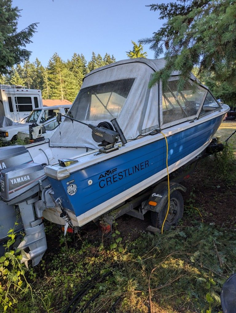 1975 16 Foot Aluminum Fishing Boat And Trailer