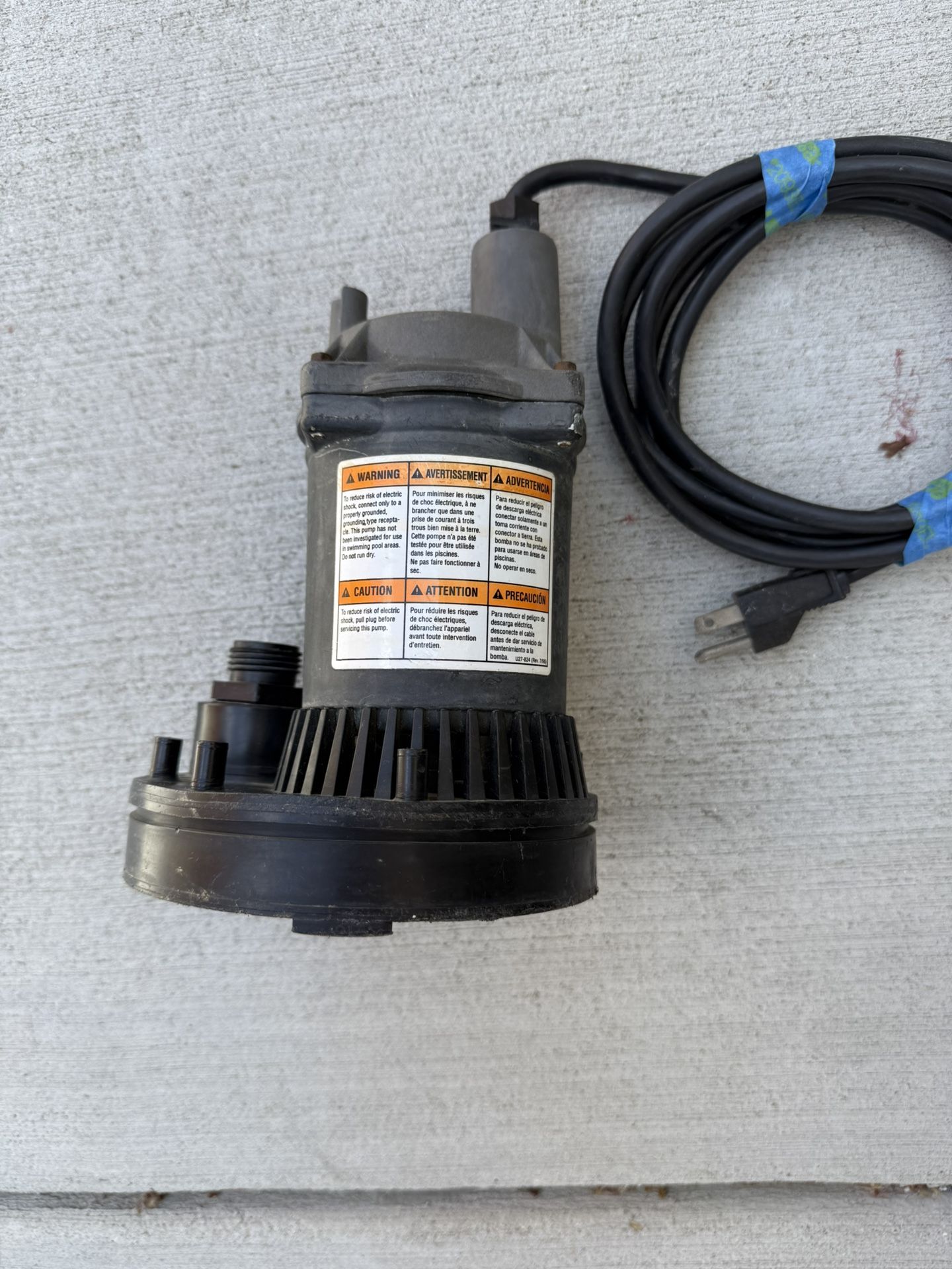 Flotec FPOS1250X Submersible Sump Utility Pump 1/6 HP 20 GPM Fountain Waterfall