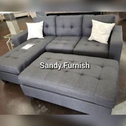 Gray colour sectional sofa with ottoman and storage