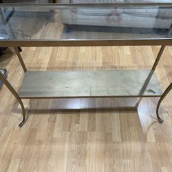 Glass Metal Console Table 