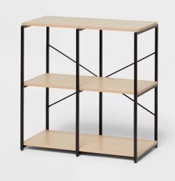 Brightroom 11" 3-Tier Storage Shelf – Wood & Black Metal Frame