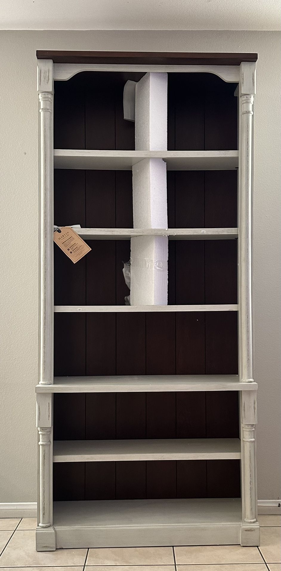 White Rustic 8’ Wood Bookcase