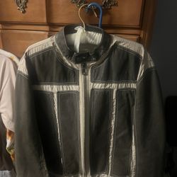 Italian GFFerre leather & canvis spring jacket M 