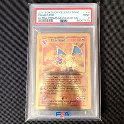 Pokémon TCG Charizard Gold Metal Celebrations Ultra Premium Card 4/102 PSA 9 