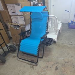 COSTWAY Folding Recliner Zero Gravity Lounge Chair With Shade Canopy Cup Holder 