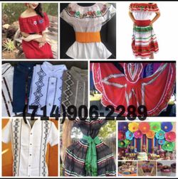 Decorations and authentic Mexican clothing for traditional fiestas